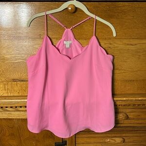 J.Crew Pink Scalloped Neck Racer Back Sleeveless Top